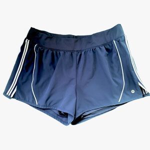 AVIA Womens Size L Running Shorts Navy Side Stripe with Liner Wicking L …